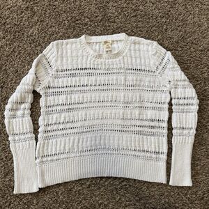Sundance Sweater Womens Medium White Pointelle Open Knit Cotton Pullover Casual